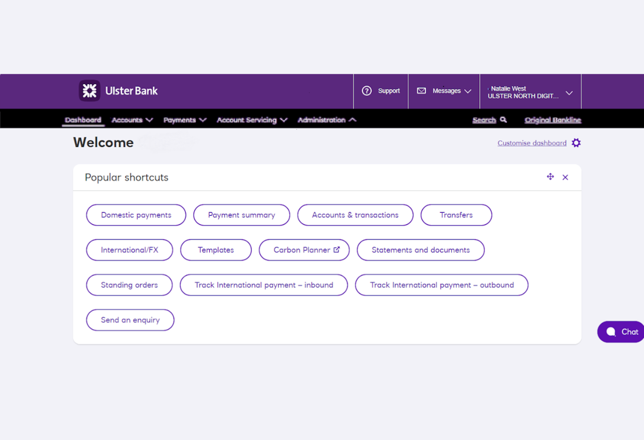 An image of the Bankline dashboard