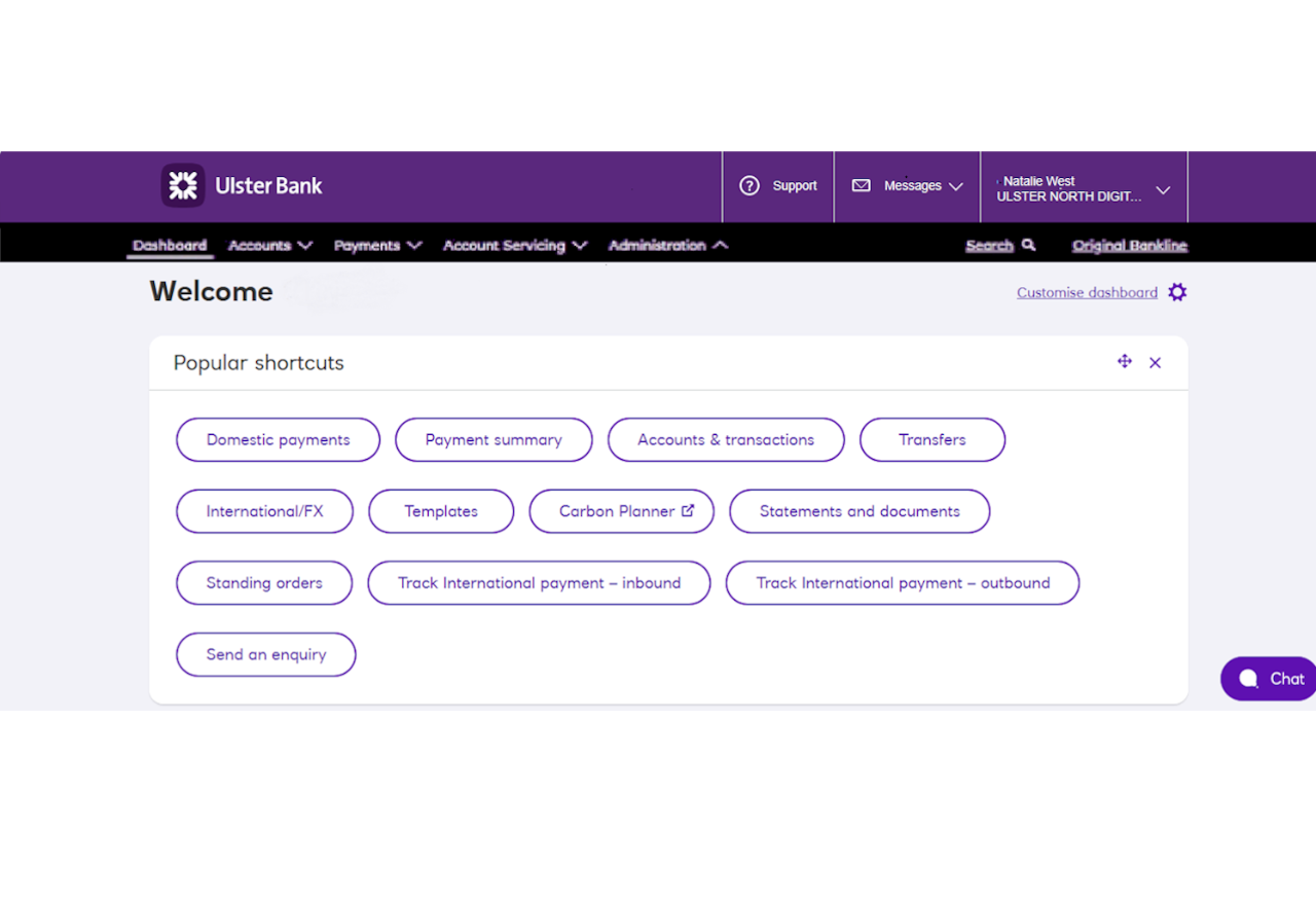 An image of the Bankline dashboard