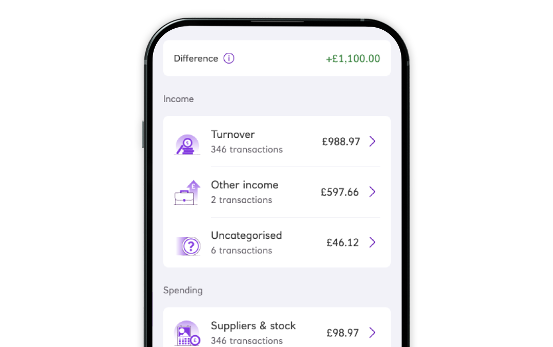 Income and expenditure mobile app screenshot