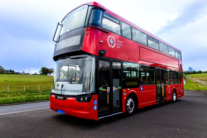 A Wrightbus StreetDeck Electroliner, one of the zero-emission buses manufactured by the company