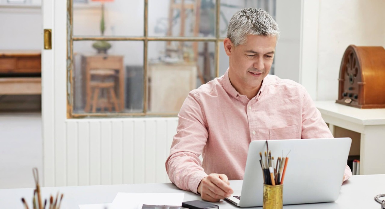 Business man working on laptop