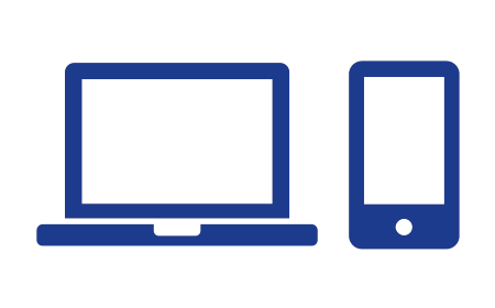 Blue illustration of a laptop and mobile phone