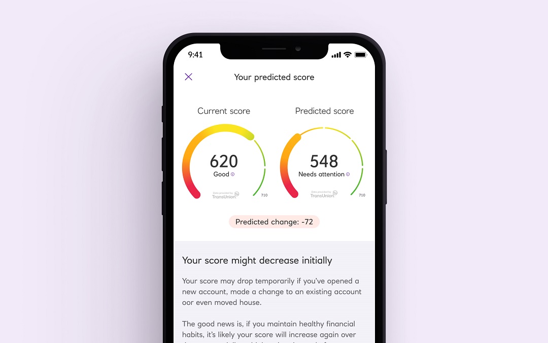 Ulster Bank mobile app credit score predictor feature screenshot