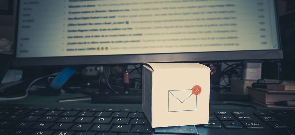 Image of a desktop PC with a box on the keyboard