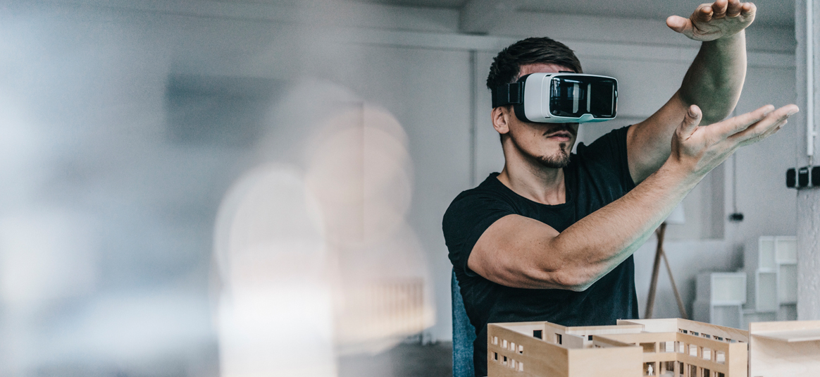 Photo of a person using a VR headset