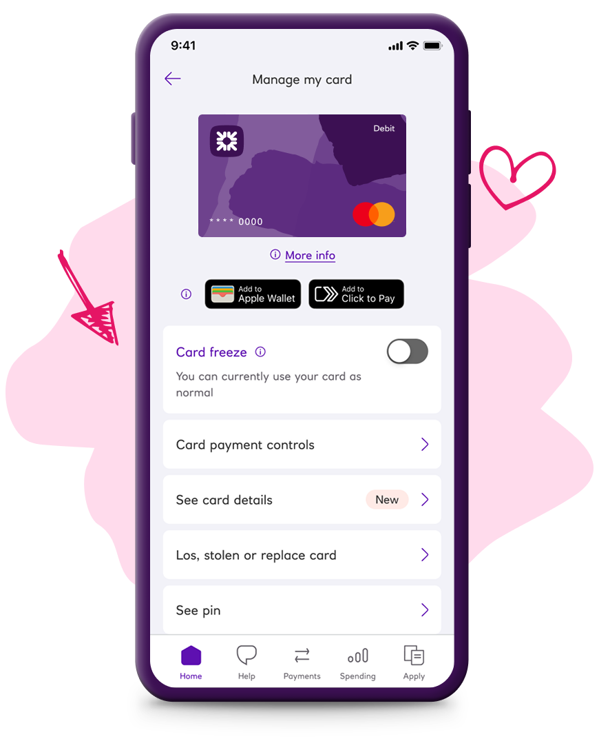 freeze card in app