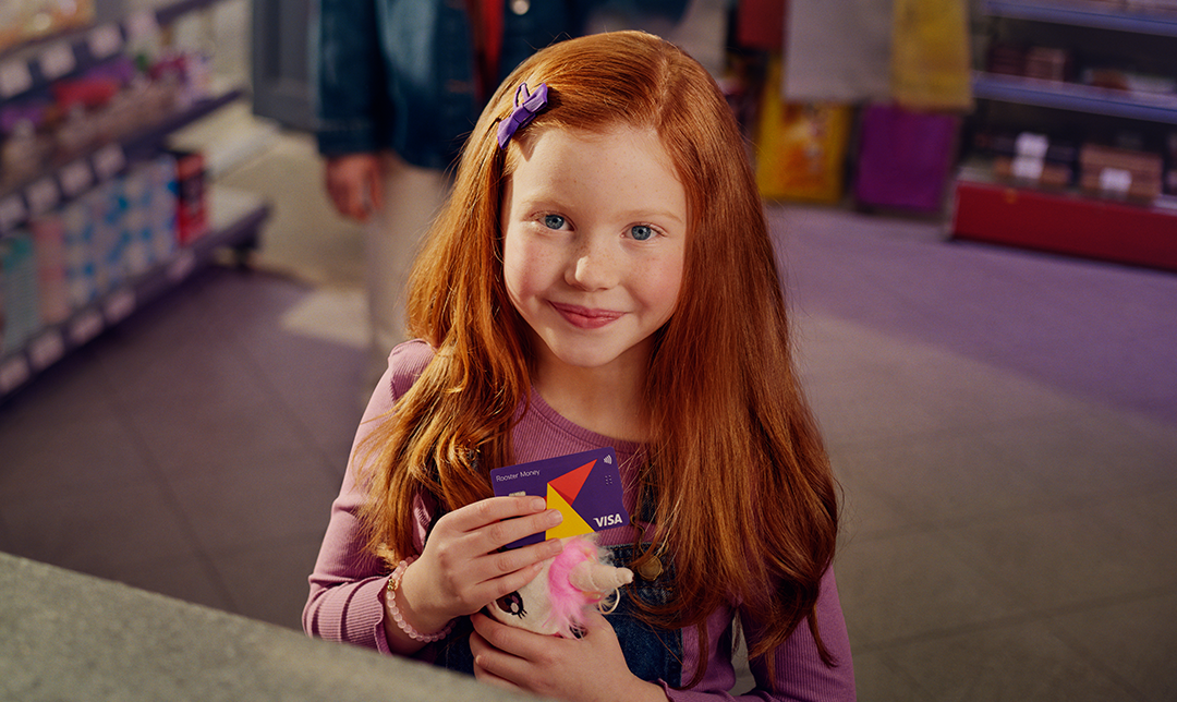 girl with rooster card