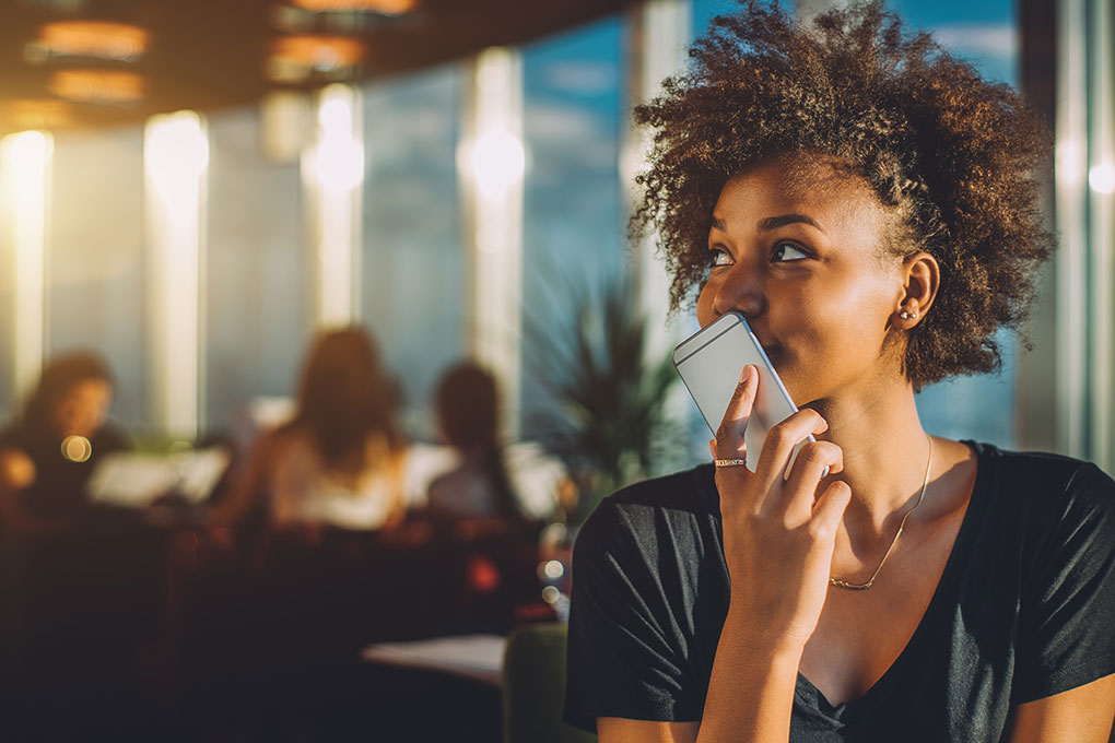 Woman holding phone