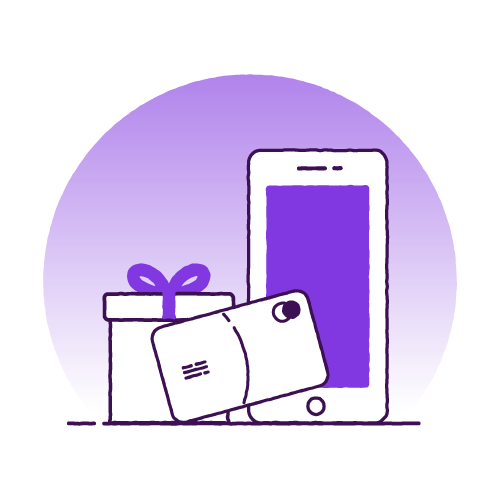 mobile phone with present and card